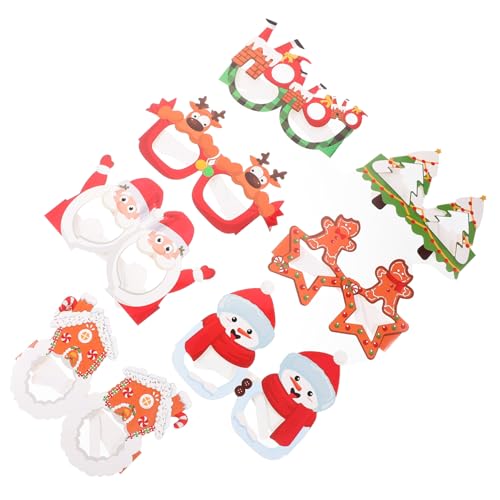 PartyKindom 8 Stück Teiliges Weihnachtsbrillen Papierrahmen Leichte Xmas Partybrillen mit Klassischen Weihnachtsmotiven für Fotoautomat Karneval und Kostümparty von PartyKindom