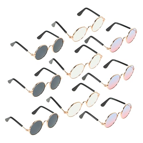 PartyKindom 9 Stück Doll Eyeglasses Teiliges Miniatur Puppenzubehör mit Modischen Metallrahmen Schwarz Farbverlauf Blau und Transparent Stilvolle Brillen für Puppen und Spielzeugfiguren von PartyKindom