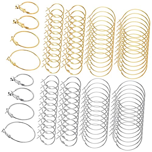 PartyKindom 96Stücke Ohrringe Hypoallergene Creolen Runde Ohrhänger für Schmuckherstellung DIY Zubehör Goldene und Silberne Ohrringe Designs von PartyKindom
