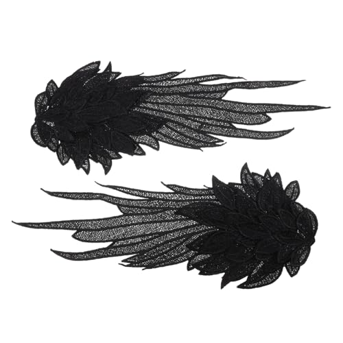 PartyKindom Bestickte Engelsflügel Applikation Schwarz Groß DIY Kleidung Zubehör Party Kostüm Flügel Motiv Stickerei Patch für Nähen und Individuelle Dekoration von PartyKindom