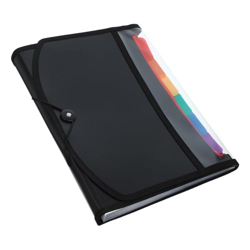 PartyKindom Büro Organizer Dokumentenmappe Fächer Organizer Erweiterbarer Aktenordner aus PVC für Zuhause Schule und Büro Praktisch und Tragbar Fächer Schwarz von PartyKindom