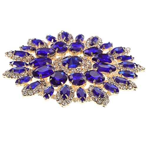 PartyKindom DIY Dekorative Applikation Aufbügel Patch für Kleidung Blumenform Patch Brosche für Bastelprojekte und Kleidung Blau mit Goldener Basis von PartyKindom
