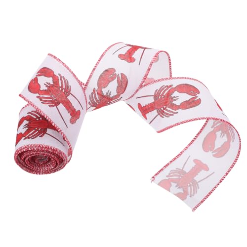 PartyKindom Drahtkante Grobband mit Hummer Flusskrebs motiv Polyester Geschenkband für Schleifen Geschenkverpackung Kranzgestaltung und Partydekorationen Breit von PartyKindom