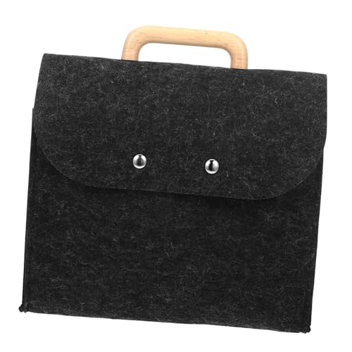 PartyKindom Filz Handtasche mit Holzgriff Robuste Business Aufbewahrungstasche Praktische Filz Organizer Tasche für Büro und Alltag Leicht Entnehmbar Dunkelgrau Stilvoll und Langlebig PartyKindom Filz Handtasche mit Holzgriff Robuste Business Aufbewahrungstasche Praktische Filz Organizer Tasche für Büro und Alltag Leicht Entnehmbar Dunkelgrau Stilvoll und Langlebig von PartyKindom
