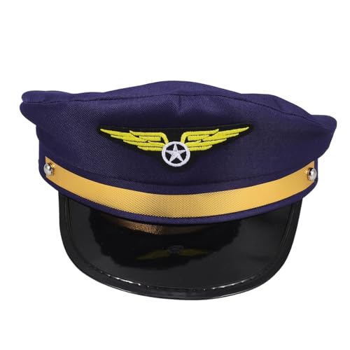 PartyKindom Flughafen Pilotenkappe Verstellbare Uniform Mütze Für Erwachsene Kostüm Hut Für Halloween Cosplay Mottopartys Und Auftritte Airline Themenhut PartyKindom Flughafen Pilotenkappe Verstellbare Uniform Mütze Für Erwachsene Kostüm Hut Für Halloween Cosplay Mottopartys Und Auftritte Airline Themenhut von PartyKindom