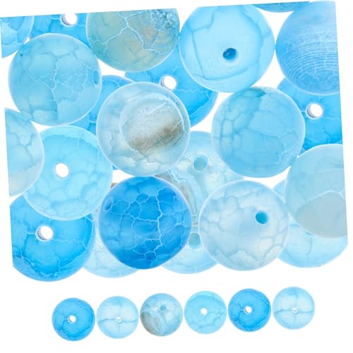 PartyKindom Frostige Agate Spacer Beads Blau zum Auffädeln für DIY Schmuckherstellung Armbänder Halsketten Bastelperlen für Kreative Handarbeiten von PartyKindom