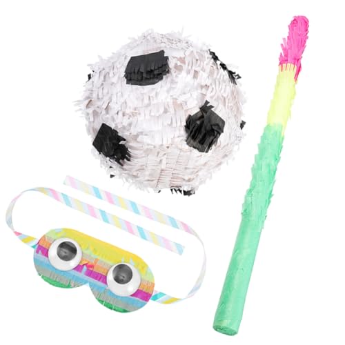 PartyKindom Fußball Pinata Teiliges mit und Augenbinde Partydekoration für Fußballgeburtstag Kindergeburtstag Mitgebsel Fußballparty Zubehör für Themenfeier von PartyKindom