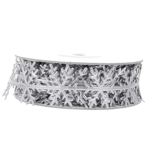 PartyKindom Gold Silber Schneeflocken Band Polyester Geschenkband für Weihnachten DIY Schmuck Geschenkverpackung Dekoration Flexibel Langlebig Festlich von PartyKindom