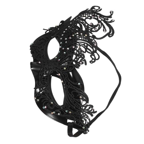 PartyKindom Halbe Gesicht Masquerade Maske aus Spitzenstoff mit Elastischem Band Vintage Schwarzes Design für Halloween Karneval Frauen Kostüm Angenehm und Langlebig für Themenpartys von PartyKindom
