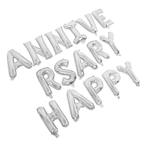 PartyKindom Happy Anniversary Luftballons Set aus Aluminium Folie für Hochzeitsfeier Silberne Dekoration für Zeremonien Geburtstagsfeiern Feiertagsfeiern PartyKindom Happy Anniversary Luftballons Set aus Aluminium Folie für Hochzeitsfeier Silberne Dekoration für Zeremonien Geburtstagsfeiern Feiertagsfeiern von PartyKindom