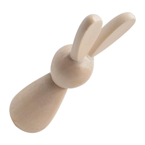 PartyKindom Hasenschmuck aus Holz Mini klein Plüschhasen für Mädchen Hasenpuppe Aber Hase aus Holz Graffiti unfertiges Holzhandwerk Bastelbedarf zum Selbermachen DIY Holzpflockpuppen Holzhasen von PartyKindom
