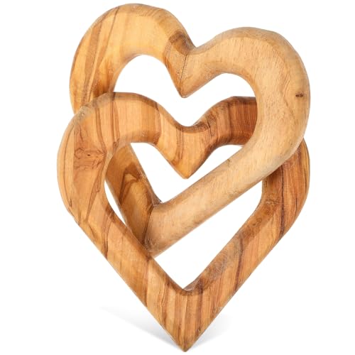 PartyKindom Hölzerner Herz Anhänger Olivenholz Dekorative Holzverzierung für Valentinstag und als Glücksbringer für Kreative Bastelprojekte von PartyKindom