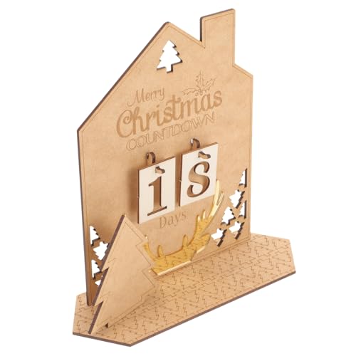 PartyKindom Holz Adventskalender Tischdekoration Weihnachts Countdown Kalender aus Stabilem Holz Veränderbar Festliche Xmas Deko für Schreibtisch DIY Holzhaus für Familie und Freunde von PartyKindom