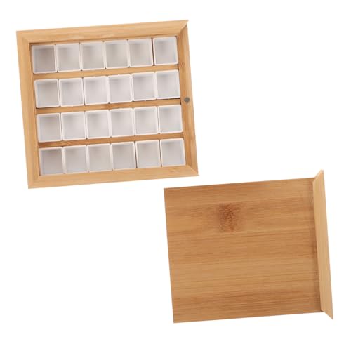 PartyKindom Holz Pigment mischbox mit Fächern Wasserdichtes Aquarell farbkasten mit Abnehmbarem Deckel Langlebige Aufbewahrungsbox für Wasserfarben Gouache und Ölfarben Tragbar für Künstler von PartyKindom