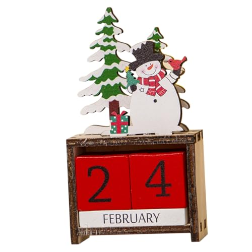 PartyKindom Holz Schneemann Adventskalender Weihnachten Tischkalender Holz Dekoration Weihnachtsdeko Countdown für Büro und Zuhause Festliche Xmas von PartyKindom