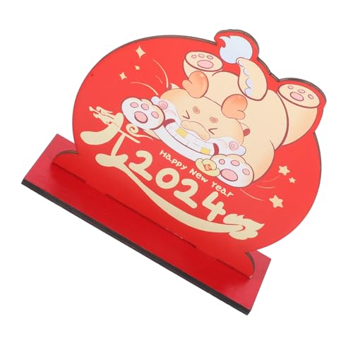 PartyKindom Holz Tischdekoration Chinesisches Neujahr Drachenjahr Holzschild Frühlingsfest Dekoration Leicht und Langlebig für Schreibtisch Regal und Ladentheke von PartyKindom