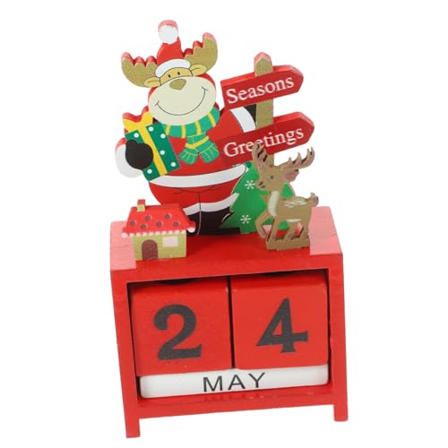 PartyKindom Holz Weihnachtskalender Desktop Dekoration Handgefertigt mit Rentier Einzigartiger Langlebiger Holzblock Countdown Kalender für Weihnachtsdeko Zuhause und Büro Kreatives von PartyKindom