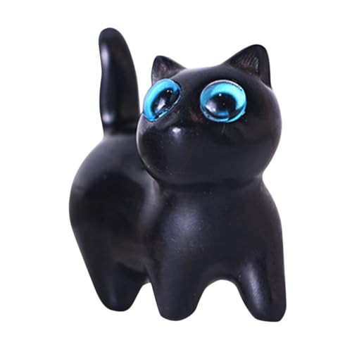 PartyKindom Holzkätzchen Figur Handgefertigte Katzenstatue aus Holz Süßes Katzendekor für Büro und Zuhause für Katzenliebhaber Holzfigur für Verschiedene von PartyKindom