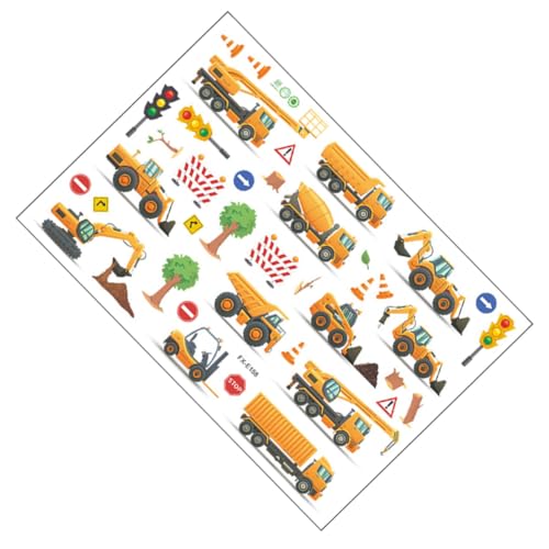 PartyKindom Kinderzimmer Wandtattoo Baustelle Niedlicher Bagger Ampel Wandsticker Abziehbar Langlebig für Glatte Wände Holz Glas Metall DIY Dekoration für Kinderzimmer von PartyKindom