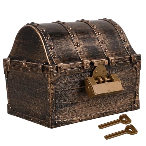 PartyKindom Kleine Piratenschatztruhe mit Schloss Vintage zur Aufbewahrung Kindergeburtstage und Piratenpartys Dekorative Schmuckschatulle PartyKindom Kleine Piratenschatztruhe mit Schloss Vintage zur Aufbewahrung Kindergeburtstage und Piratenpartys Dekorative Schmuckschatulle von PartyKindom