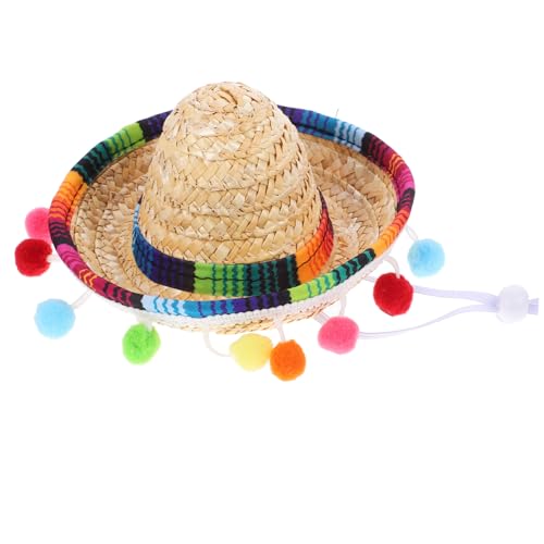 PartyKindom Kleiner Mexikanischer Sombrero mit Pompon und Kinnriemen Perfektes Kostümzubehör für Partys Karneval und Fotoshootings Leicht und Verstellbar von PartyKindom