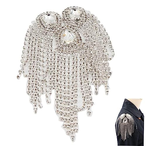 PartyKindom Kristall Quasten Schulterklappen Zubehör für Damen Applikation für Kostüme Modischer Modeschmuck mit Kette und Strass Details für Besondere Anlässe von PartyKindom