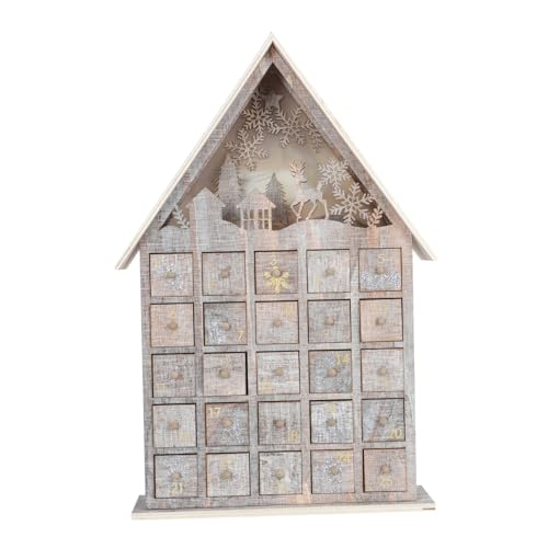 PartyKindom Luminöses Weihnachts Holzkalender mit Schublade Kreative Tischdekoration für Festliche Holz Ornamente Weihnachtsdeko für Wohnzimmer Schreibtisch Regal von PartyKindom