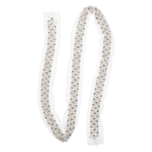 PartyKindom Mehrreihiges Perlen Strassband Weiß Dekoratives Spitzenband mit Zarter Netzstruktur Vielseitiges Schmuckband für Hochzeitskleider DIY basteln Vintage deko Nähen und von PartyKindom