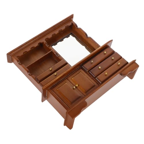 PartyKindom Miniatur Kommode aus Holz Puppenhaus Möbel Deko Vintage Mini Schrank für Wohnzimmer Schlafzimmer DIY Puppenhaus Zubehör Teiliges Modell Walnussfarbe von PartyKindom