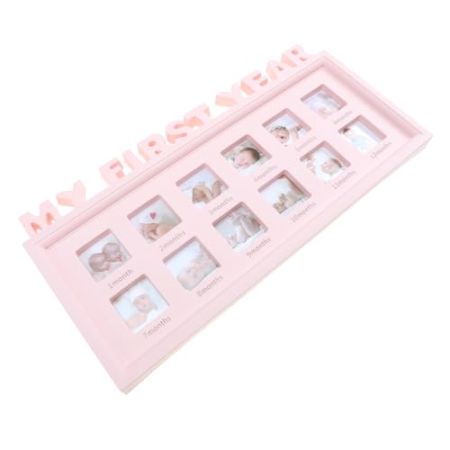 PartyKindom Monate Wachstums Bilderrahmen Rosa Kreativer Fotorahmen für Erste Jahre zur Babyparty Einzigartiger Erinnerungsrahmen für Neugeborene von PartyKindom