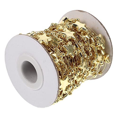 PartyKindom Multifunktionale Perlenkette Goldfarbene DIY Schmuckperlen Stern Dekoband für Kleidung Armband Halskette Basteln Zubehör von PartyKindom