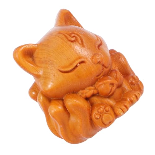 PartyKindom Neunschwänzige Fuchsstatue Aus Holz Holzfigur Dekoration Tierstatue Fuchs Einzigartige Wohnkultur Geschnitztes Holztier Schnitzornamente Aus Holz Tierskulpturen Thuja Brown von PartyKindom
