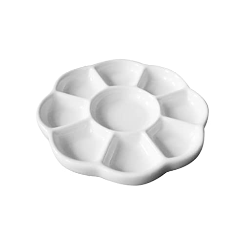 PartyKindom Palette Servierschale Soßengerichte aus Keramik Saucengericht Anstrichfarben-Mischschale Tauchplatte Pigmentplatten Serviertablett für Gewürze Farbmischplatten Aquarellplatte Weiß von PartyKindom