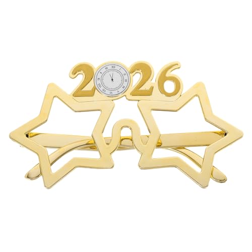 PartyKindom Partybrille Gold Kreative Neujahrsbrille Spaßige Fotorequisite Leichtes Bequemes Design Für Silvesterfeier Festliche Erinnerungen von PartyKindom