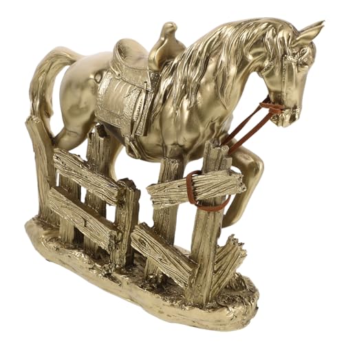 PartyKindom Pferdeskulptur Aus Kunstharz Stehende Pferdefigur Goldene Statue Für Wohn Und Bürodekoration Tierfigur Als Sammlerstück Gartenornament PartyKindom Pferdeskulptur Aus Kunstharz Stehende Pferdefigur Goldene Statue Für Wohn Und Bürodekoration Tierfigur Als Sammlerstück Gartenornament von PartyKindom