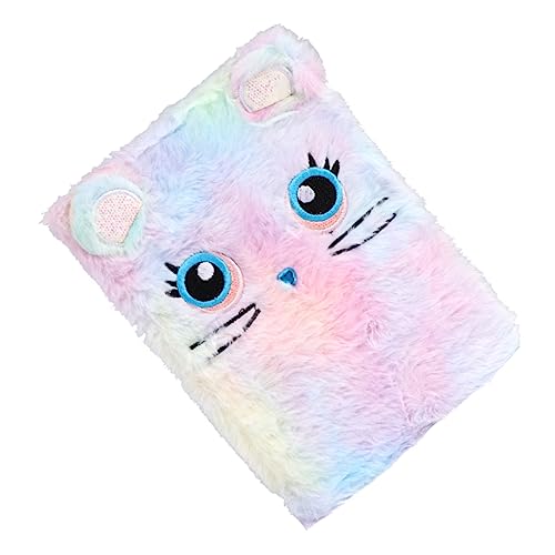 PartyKindom Plüsch Notizbuch für Mädchen Kawaii Cartoon Notizblock mit Buntem Katzenmotiv Schreibwaren für Schüler und Kreative Köpfe für Tagebuch Skizzen und Ideen von PartyKindom