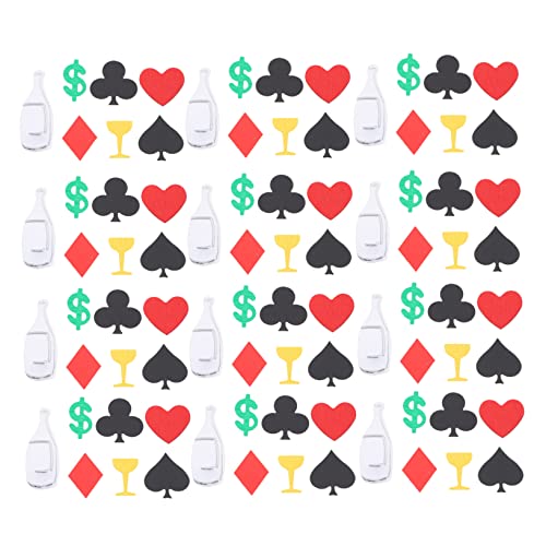 PartyKindom Poker Themen Konfetti Packung Buntes Tischkonfetti mit Flamingo Schwarze Silberne Münzen und Pik Herz Quadrate Glänzende Streudeko für Vegas und Partys von PartyKindom