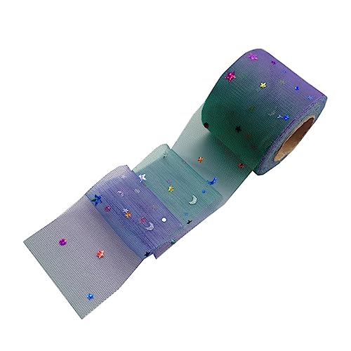 PartyKindom Regenbogen Netzband mit Sternen Mond Pailletten für DIY Haarschmuck und Kleidung Lila Dekoration für Bastelprojekte und Festliche Anlässe von PartyKindom