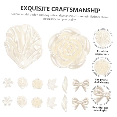 PartyKindom Resin Flatback Charms Set Weiß Vielseitige Acryl Schmuckzubehör Flach Anhänger für DIY Schmuckherstellung Nail Art Strasssteine Robuste Bastelsets für Damen und Mädchen von PartyKindom