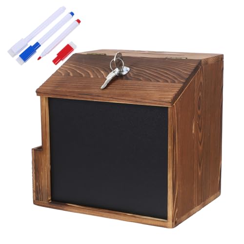 PartyKindom Retro -holzmailbox Holzstimmzettel Vorschlag Boxen Holz Wandmontierter Briefkasten Postfach Im Büro Wandvorschlagboxen Wahlurnen Für Tombola Spendenboxen Für Fundraising Brown von PartyKindom