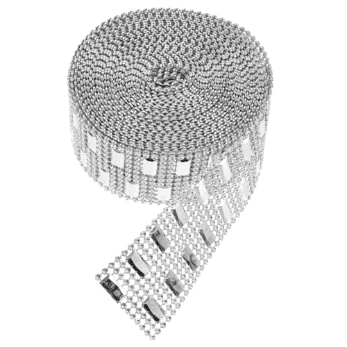 PartyKindom Rhinestone Band Rolle Silber Glänzendes Kristall Strassband zum Basteln DIY Dekoration Austauschbares Schmuckband für Kleidung Taschen Schuhe Zuschneidbar und Langlebig von PartyKindom