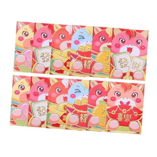 PartyKindom Rote Umschläge Frühlingsfest Hong Bao Cartoon Pferd Design Chinesische Geldumschläge für Lunar Year Geschenkverpackung und Festliche Geldgeschenke von PartyKindom