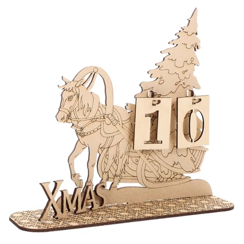 PartyKindom Rustikaler Adventskalender aus Stabilem Holz Verstellbarer Weihnachts Countdown Kalender Dekoratives Tischornament für Festliche Weihnachtsdeko und Gemütliche Familienfeiern von PartyKindom