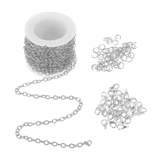 PartyKindom Schmuckherstellung Ketten und Verschluss aus Robustem Metall DIY Armband und Halskettenkette mit Karabinerverschluss Einfache Montage für Kreative Schmuckgestaltung von PartyKindom