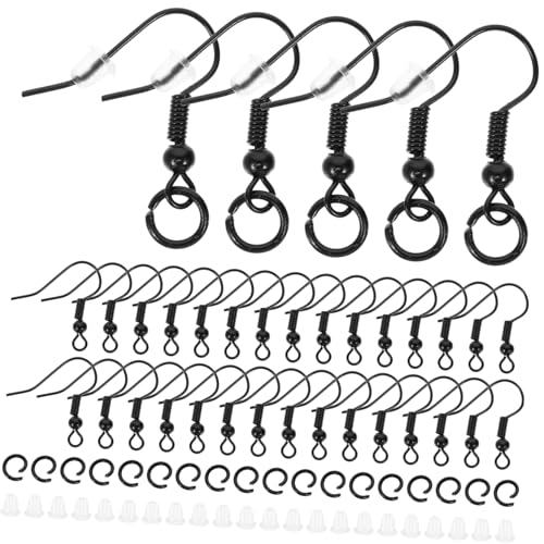 PartyKindom Schwarze Ohrhaken mit Perle und Hochwertige DIY Ohrringteile für Schmuckherstellung Leichte Ohrschmuckmaterialien Komfortable Ohrhaken für Bastelprojekte von PartyKindom
