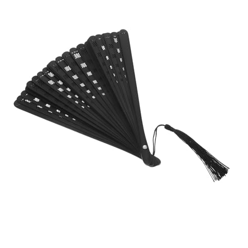 PartyKindom Schwarzer Faltfächer Eleganter Chinesischer Vintage Handfächer mit Filigranem Hohlmuster Leicht und Ergonomisch für Tanz Fotografie Hochzeit PartyKindom Schwarzer Faltfächer Eleganter Chinesischer Vintage Handfächer mit Filigranem Hohlmuster Leicht und Ergonomisch für Tanz Fotografie Hochzeit von PartyKindom
