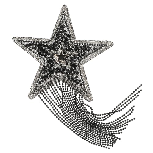 PartyKindom Schwarzer Stern Aufbügler mit Strasssteinen und Perlenkette DIY Bügelbild Patch für Kleidung Jacken Hüte Langlebiges Leichtes Dekorations Accessoire zum Abdecken von Löchern und von PartyKindom