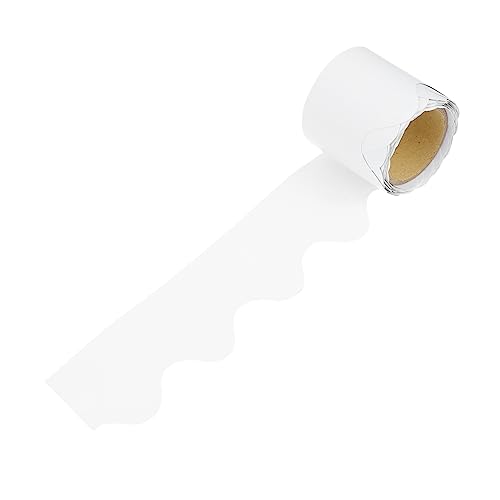 PartyKindom Tafelrandpapier Bulletin Klassenzimmergrenzen für schwarzes Brett Pinnwandwand Tafelpapier Klassenzimmerdekor Planke Pinnwandränder aus Papier Rahmen für Pinnwand Papierstau Weiß von PartyKindom