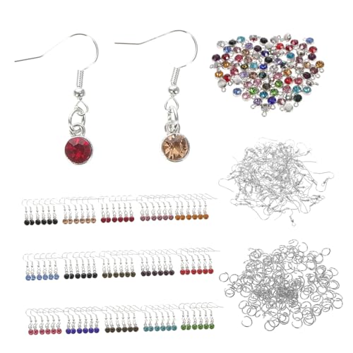 PartyKindom Teiliges DIY Schmuckset mit Kristall Geburtsstein Anhängern Silberfarben Sprungringen und Ohrhaken Vielseitig für Ohrringe Halsketten Armbänder Leicht und Handgefertigt von PartyKindom