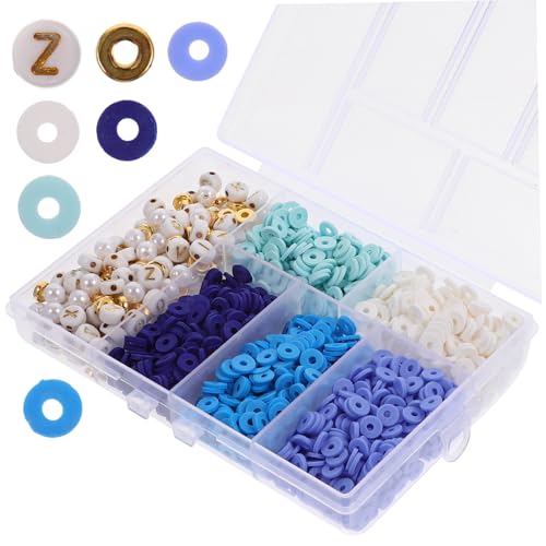 PartyKindom Teiliges Flaches Tonperlen für Schmuckherstellung mit Aufbewahrungsbox DIY Armband Bastelset für Mädchen Elastische Fädelperlen für Halsketten und Armbänder von PartyKindom